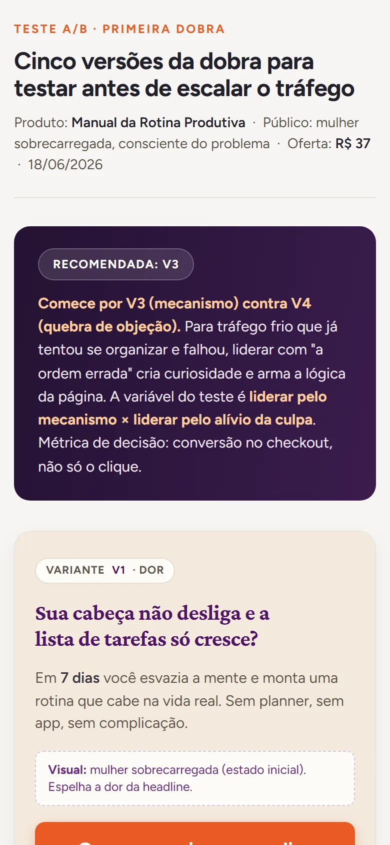 A mesma dobra em tela de celular